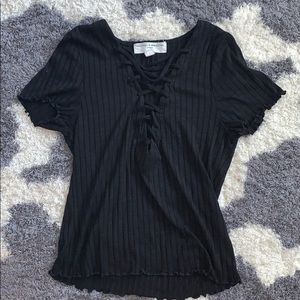 Black lace up urban outfitter tee shirt